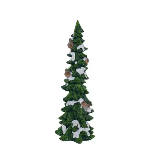 26cm Green tree w/snow and birds  1/12