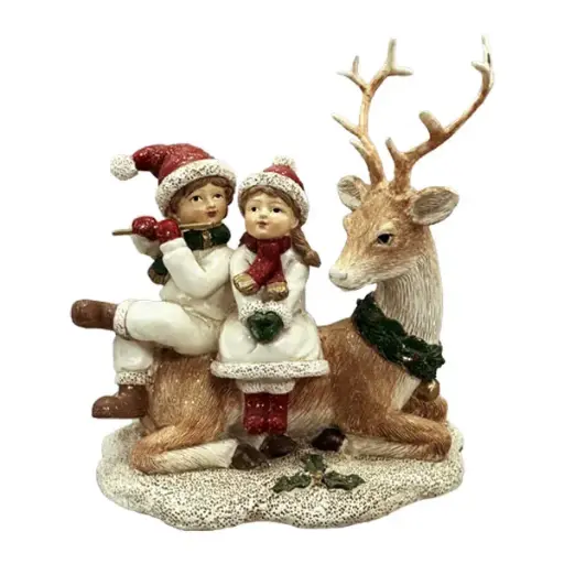 14cm Deer w/girl and boy  1/16